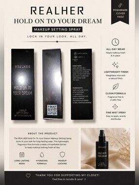 NWT RealHer Hold On To Your Dream Probiotic Setting Spray 100mL Sealed